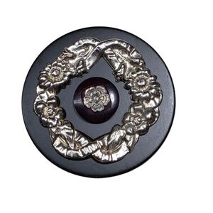 Vintage Style Compact‎ Mirror Flower Wreath Design Center Piece READ